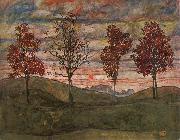 Egon Schiele Four Trees oil on canvas